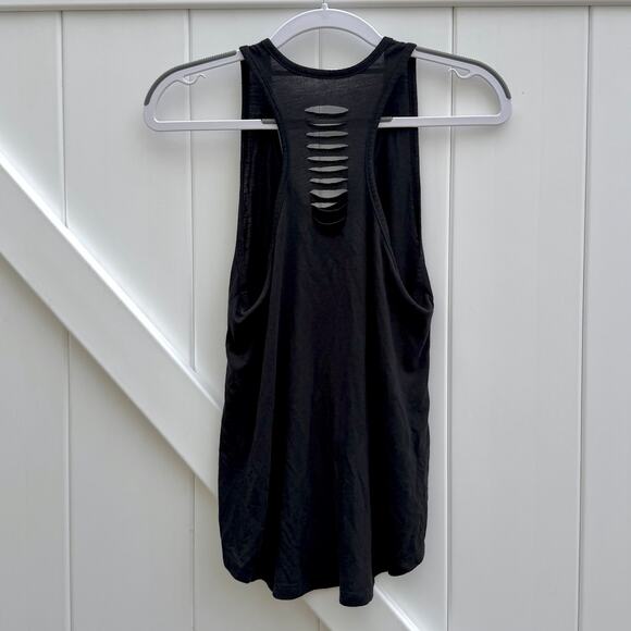 Sublime Live Nation Sun Logo Black Tank Crop Official Small Ladder Cut Distress - Picture 2 of 6